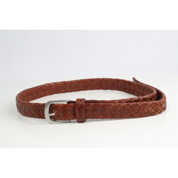 Brown Braided Leather Belt Woven Buckle Casual Men's Dress Belt Size 36 / 90 - Picture 10 of 11